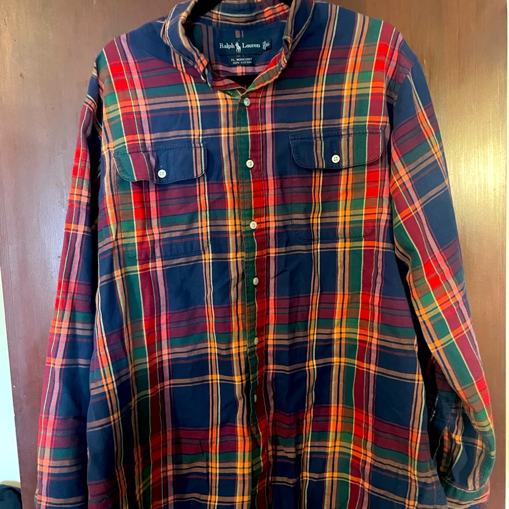 Ralph Lauren Plaid  Shirt in Rich Autumn Hues with button chest pockets
